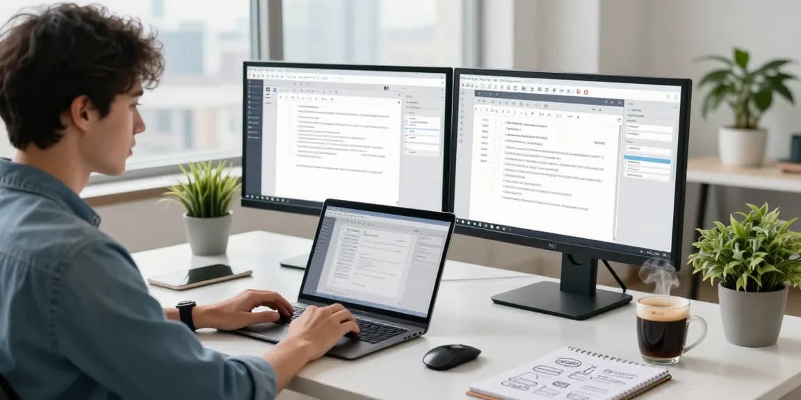 WPS Download workspace scene with a professional using modern software tools in an engaging home office.